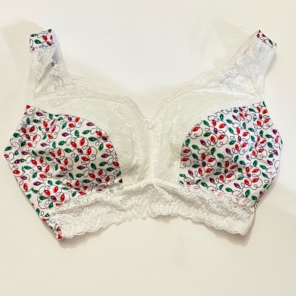 Rhonda Shear Ahh Pin-Up Lace Leisure Bra Holiday Edition Christmas Lights- XL - Picture 1 of 11